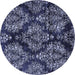 Round Machine Washable Abstract Blue Modern Rug, wshabs383blu