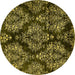 Round Abstract Yellow Modern Rug, abs383yw