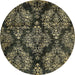 Round Machine Washable Abstract Brown Rug, wshabs383