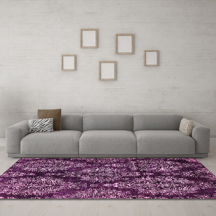 Machine Washable Abstract Pink Modern Rug in a Living Room, wshabs383pnk