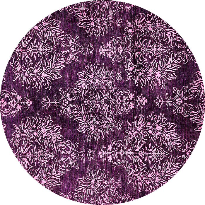 Round Machine Washable Abstract Pink Modern Rug, wshabs383pnk