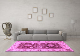 Machine Washable Oriental Purple Traditional Area Rugs in a Living Room, wshabs3840pur