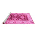 Sideview of Machine Washable Oriental Pink Traditional Rug, wshabs3840pnk