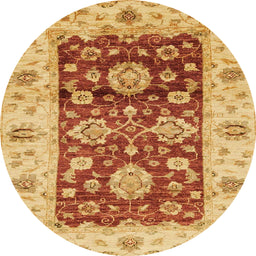 Round Machine Washable Abstract Orange Red Rug, wshabs3840