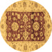 Round Oriental Brown Traditional Rug, abs3840brn