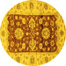 Round Oriental Yellow Traditional Rug, abs3840yw