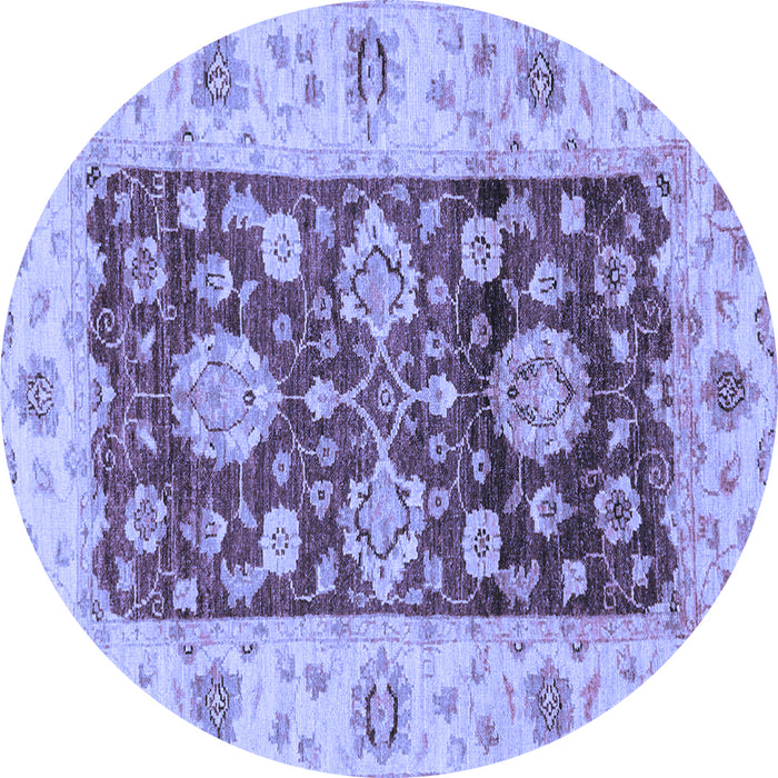 Round Oriental Blue Traditional Rug, abs3840blu