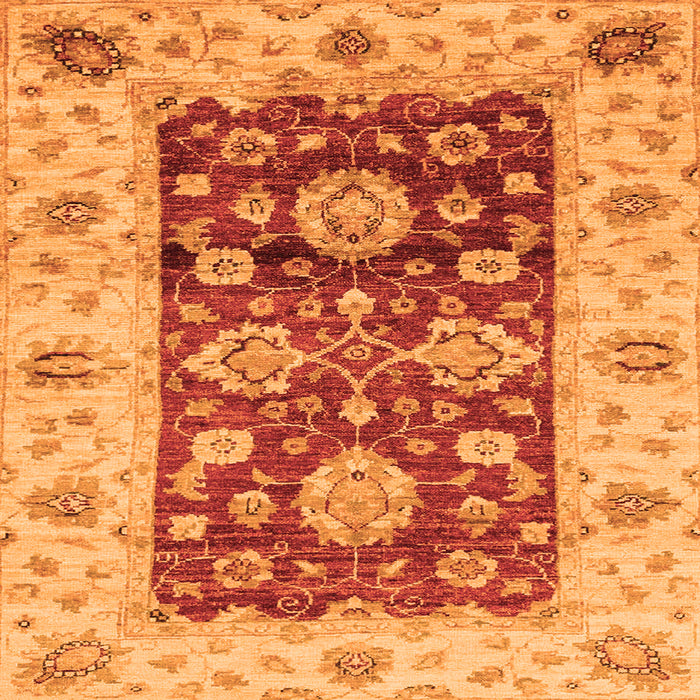 Square Machine Washable Oriental Orange Traditional Area Rugs, wshabs3840org