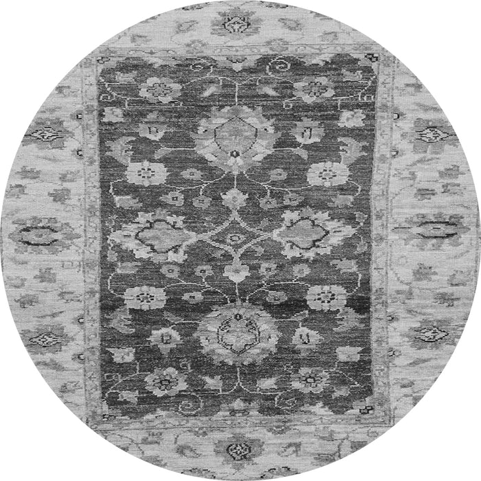 Round Machine Washable Oriental Gray Traditional Rug, wshabs3840gry