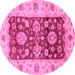 Round Oriental Pink Traditional Rug, abs3840pnk