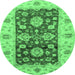 Round Oriental Emerald Green Traditional Rug, abs3840emgrn