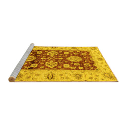 Sideview of Machine Washable Oriental Yellow Traditional Rug, wshabs3840yw