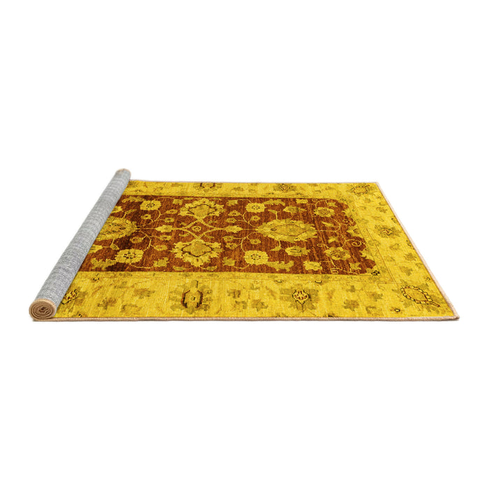 Sideview of Machine Washable Oriental Yellow Traditional Rug, wshabs3840yw