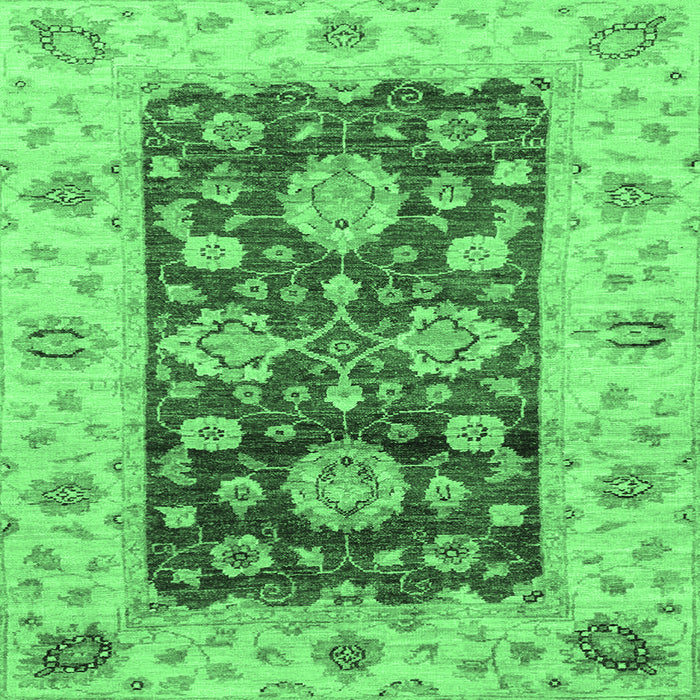 Square Machine Washable Oriental Emerald Green Traditional Area Rugs, wshabs3840emgrn