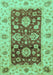 Machine Washable Oriental Turquoise Traditional Area Rugs, wshabs3840turq