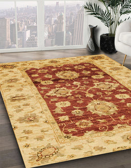 Machine Washable Abstract Orange Red Rug in a Family Room, wshabs3840