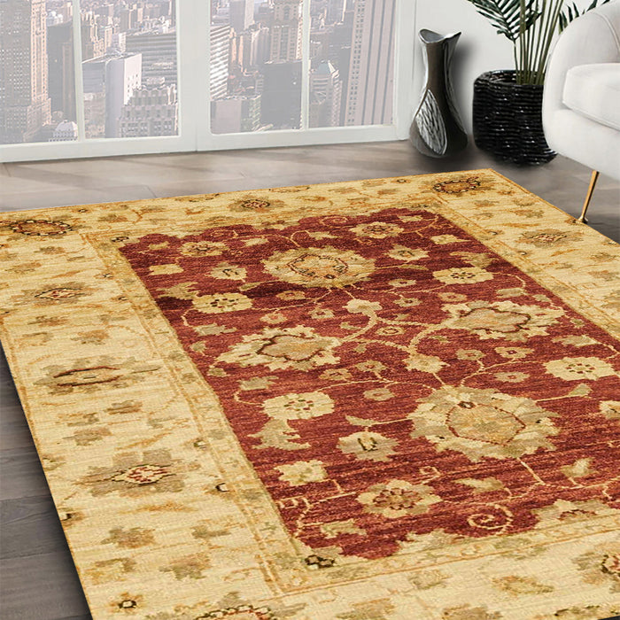 Machine Washable Abstract Orange Red Rug in a Family Room, wshabs3840