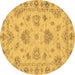 Round Machine Washable Abstract Brown Modern Rug, wshabs3841brn