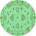 Round Abstract Turquoise Modern Rug, abs3841turq