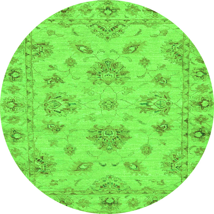Round Abstract Green Modern Rug, abs3841grn