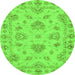 Round Abstract Green Modern Rug, abs3841grn