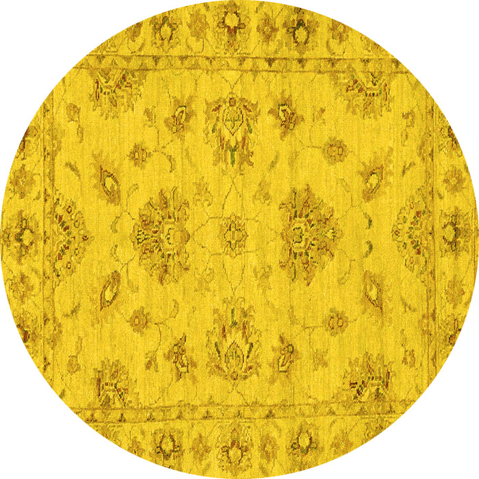Round Machine Washable Abstract Yellow Modern Rug, wshabs3841yw