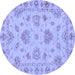 Round Machine Washable Abstract Blue Modern Rug, wshabs3841blu