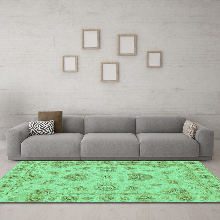 Machine Washable Abstract Turquoise Modern Area Rugs in a Living Room,, wshabs3841turq