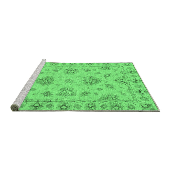 Sideview of Machine Washable Abstract Emerald Green Modern Area Rugs, wshabs3841emgrn