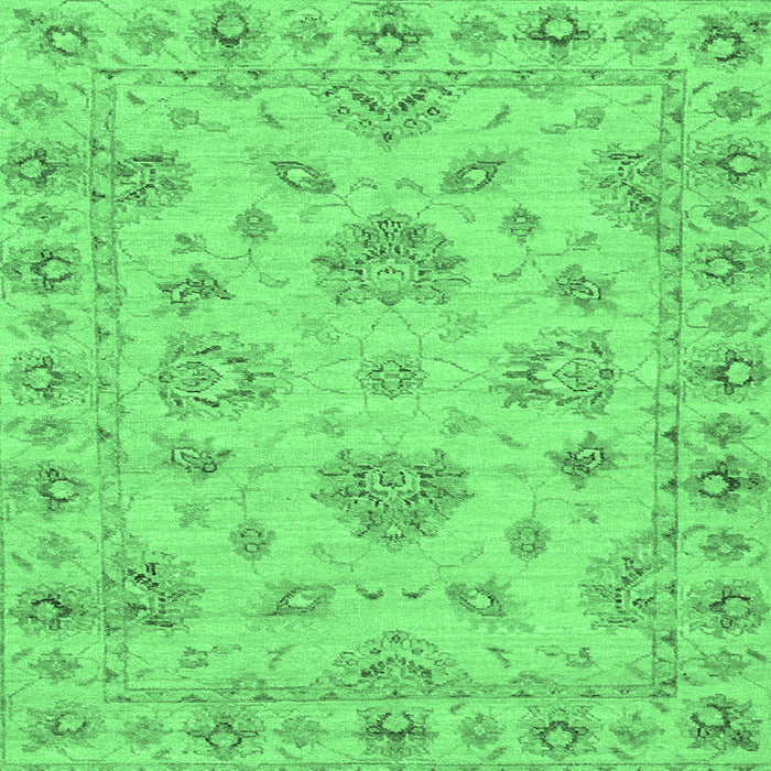 Square Abstract Emerald Green Modern Rug, abs3841emgrn