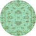 Round Abstract Light Blue Modern Rug, abs3841lblu