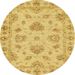 Round Machine Washable Abstract Orange Rug, wshabs3841