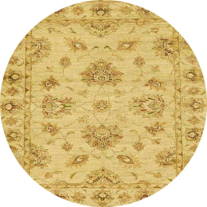 Round Machine Washable Abstract Orange Rug, wshabs3841