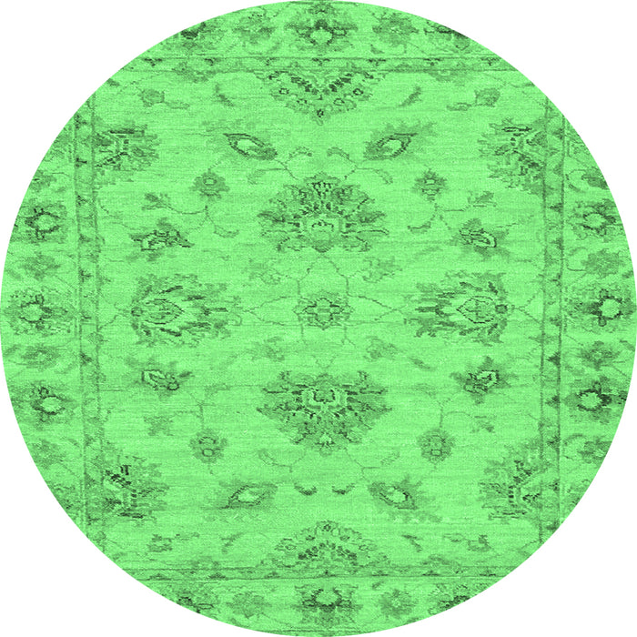 Round Abstract Emerald Green Modern Rug, abs3841emgrn