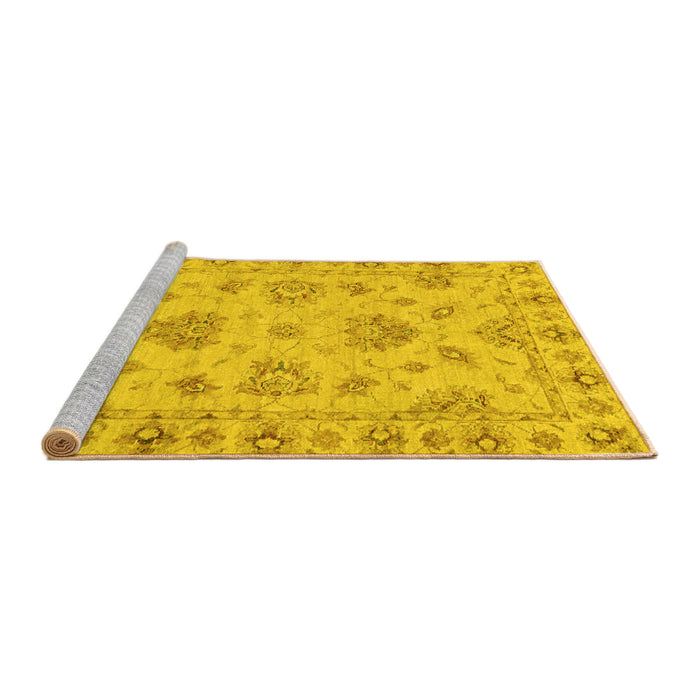 Sideview of Machine Washable Abstract Yellow Modern Rug, wshabs3841yw
