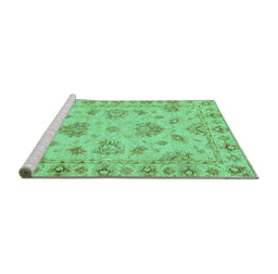 Sideview of Machine Washable Abstract Turquoise Modern Area Rugs, wshabs3841turq