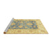 Sideview of Machine Washable Abstract Brass Green Rug, wshabs3842