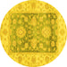 Round Oriental Yellow Traditional Rug, abs3842yw