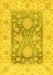 Machine Washable Oriental Yellow Traditional Rug, wshabs3842yw