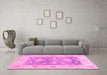 Machine Washable Oriental Pink Traditional Rug in a Living Room, wshabs3842pnk