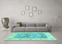 Machine Washable Oriental Light Blue Traditional Rug, wshabs3842lblu