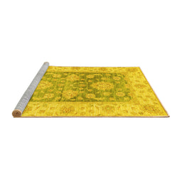Sideview of Machine Washable Oriental Yellow Traditional Rug, wshabs3842yw