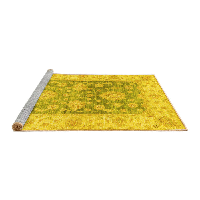 Sideview of Machine Washable Oriental Yellow Traditional Rug, wshabs3842yw