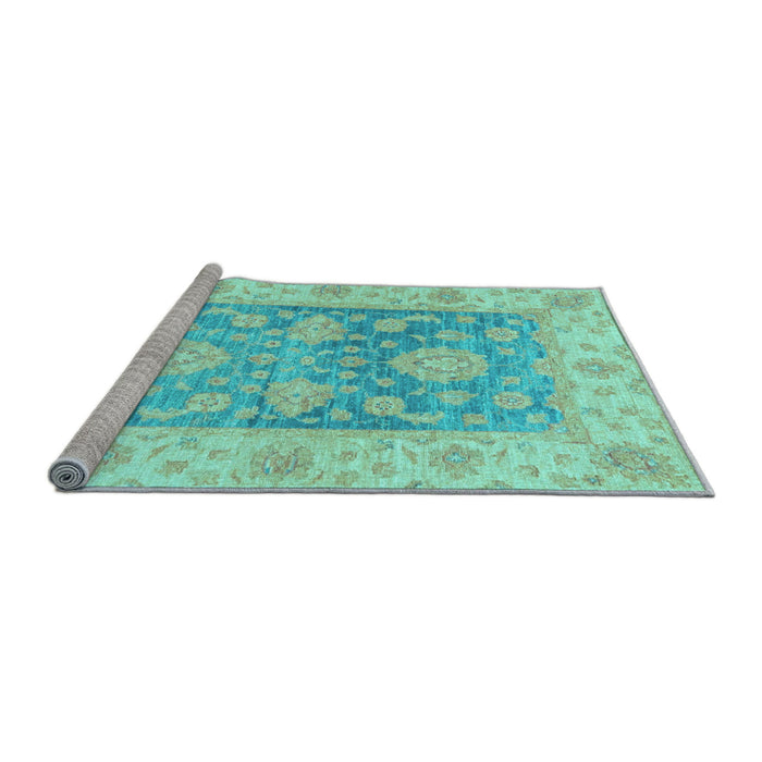 Sideview of Machine Washable Oriental Light Blue Traditional Rug, wshabs3842lblu