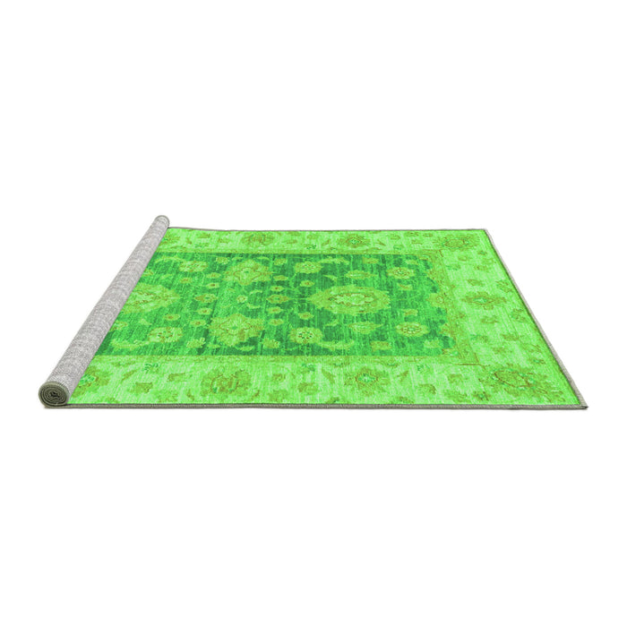 Sideview of Machine Washable Oriental Green Traditional Area Rugs, wshabs3842grn