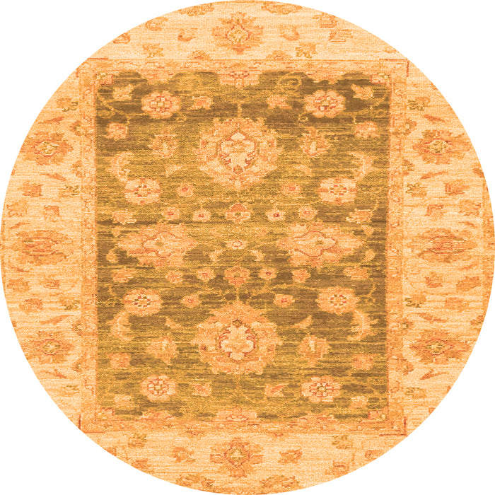 Round Machine Washable Oriental Orange Traditional Area Rugs, wshabs3842org
