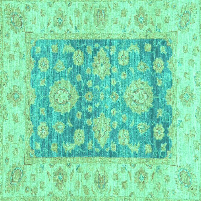 Square Machine Washable Oriental Turquoise Traditional Area Rugs, wshabs3842turq