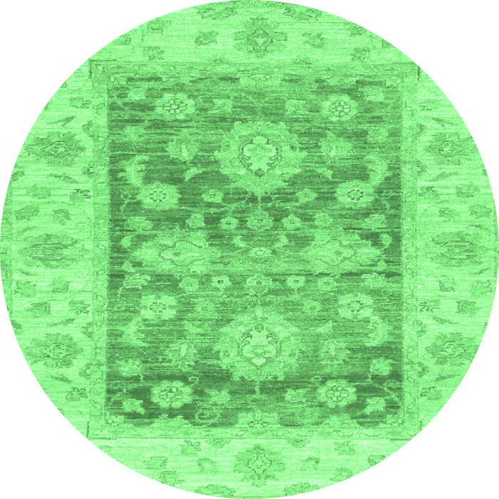 Round Oriental Emerald Green Traditional Rug, abs3842emgrn