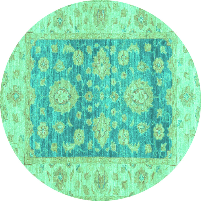 Round Oriental Turquoise Traditional Rug, abs3842turq