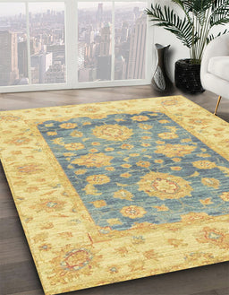 Machine Washable Abstract Brass Green Rug in a Family Room, wshabs3842